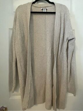 William Rast Light Beige Open-Front Knit Cardigan